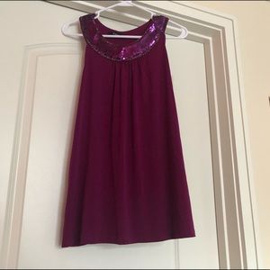 Express plum tank with sequins